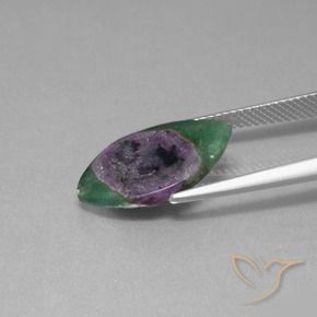 Rubino in Fuchsite Multicolore naturale da 4.70 ct, Taglio marquise, Traslucido