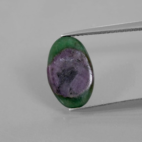 Rubino in fuchsite naturale bicolore da 3,14 ct, taglio ovale, traslucido