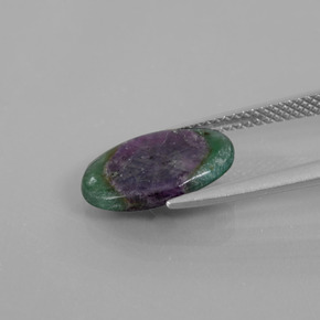 Rubino in fuchsite naturale bicolore da 3,14 ct, taglio ovale, traslucido