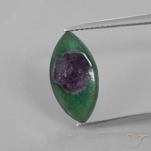3.62ct Naturale Multicolore Rubino in Fuchsite, Taglio marquise, Traslucido