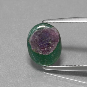 Rubino in fuchsite naturale bicolore da 2,25 ct, taglio ovale, traslucido