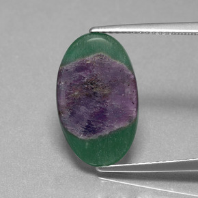 Rubino in Fuchsite Multicolore naturale da 5.28 ct, Taglio ovale, Traslucido