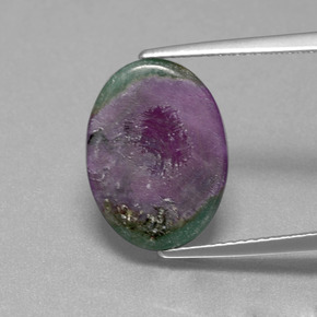 Rubino in fuchsite naturale bicolore da 4,55 ct, taglio ovale, traslucido