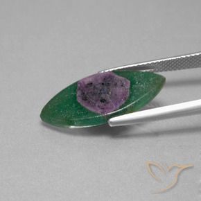 Rubino in Fuchsite Multicolore naturale da 6.70 ct, Taglio marquise, Traslucido