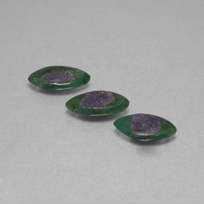 Gemme di Rubino in Fuchsite Bicolore naturale da  ct, Taglio marquise, Traslucido