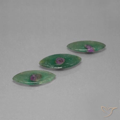 5.48ctw Naturale Multicolore Rubino in Fuchsite, Taglio marquise, Trasparente