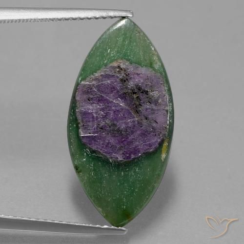 6.24ct Naturale Multicolore Rubino in Fuchsite, Taglio marquise, Traslucido