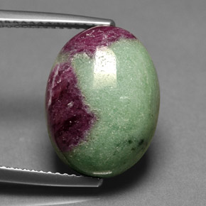 Rubino-zoisite naturale multicolore da 11,90 ct, taglio ovale, opaco
