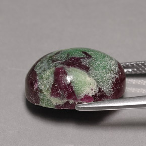 Rubino-zoisite naturale multicolore da 13,91 ct, taglio ovale, opaco