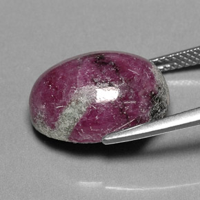 Rubino-zoisite naturale multicolore da 14,74 ct, taglio ovale, opaco