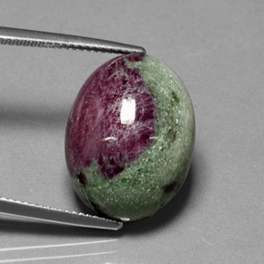 Rubino-zoisite naturale multicolore da 22,79 ct, taglio ovale, opaco