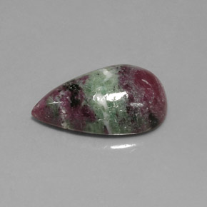 Rubino-zoisite naturale multicolore da 13,52 ct, taglio a pera, opaco
