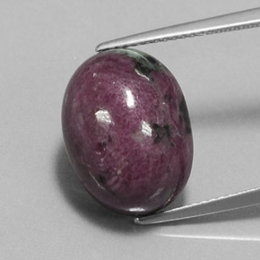 Rubino-zoisite naturale multicolore da 15,10 ct, taglio ovale, opaco