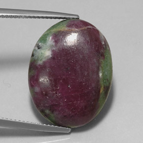 Rubino-zoisite naturale multicolore da 22,73 ct, taglio ovale, opaco