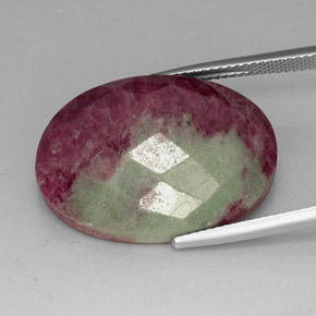 Rubino-zoisite naturale multicolore da 31,96 ct, taglio ovale, opaco