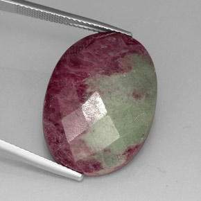 Rubino-zoisite naturale multicolore da 31,96 ct, taglio ovale, opaco