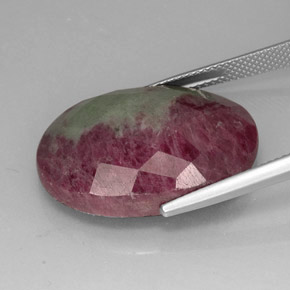 Rubino-zoisite naturale multicolore da 31,96 ct, taglio ovale, opaco