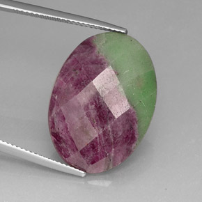 Rubino-zoisite naturale multicolore da 25,95 ct, taglio ovale, opaco