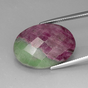 Rubino-zoisite naturale multicolore da 25,95 ct, taglio ovale, opaco