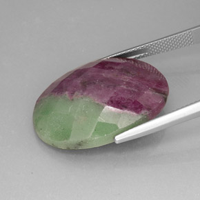 Rubino-zoisite naturale multicolore da 25,95 ct, taglio ovale, opaco
