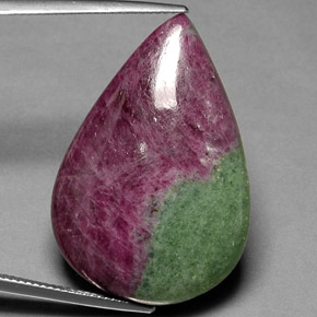 Rubino-zoisite naturale multicolore da 44,82 ct, taglio a pera, opaco