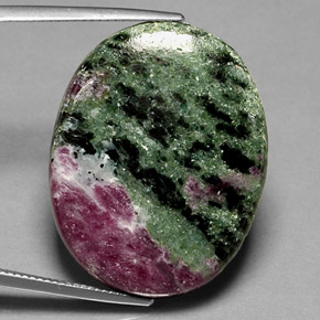 Rubino-zoisite naturale multicolore da 44,83 ct, taglio ovale, opaco