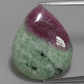 Rubino-zoisite naturale multicolore da 15,70 ct, taglio a pera, opaco