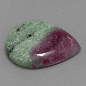 Rubino-zoisite naturale multicolore da 15,70 ct, taglio a pera, opaco