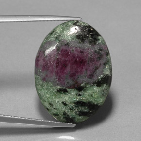 Rubino-zoisite naturale multicolore da 22,72 ct, taglio ovale, opaco