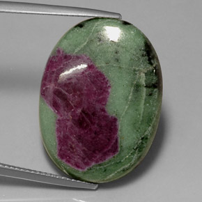 Rubino-zoisite naturale multicolore da 28,10 ct, taglio ovale, opaco