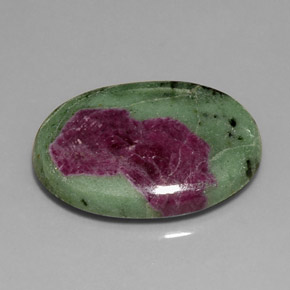 Rubino-zoisite naturale multicolore da 28,10 ct, taglio ovale, opaco