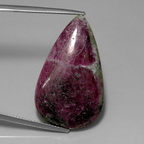 Rubino-zoisite naturale multicolore da 29,84 ct, taglio a pera, opaco