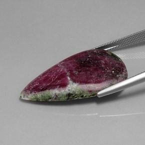 Rubino-zoisite naturale multicolore da 29,84 ct, taglio a pera, opaco
