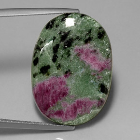 Rubino-zoisite naturale multicolore da 22,56 ct, taglio ovale, opaco