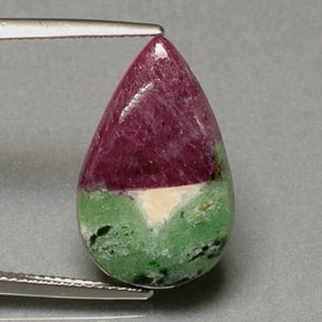 Rubino-zoisite naturale multicolore da 9,26 ct, taglio a pera, opaco