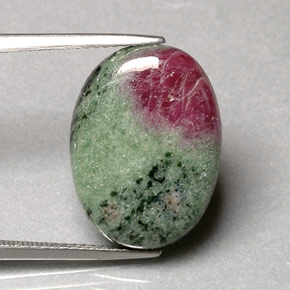 Rubino-zoisite naturale multicolore da 11,08 ct, taglio ovale, opaco