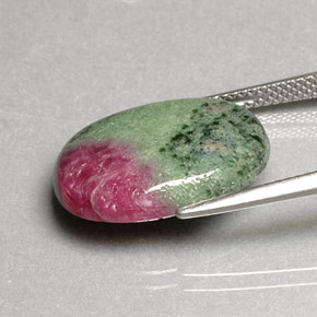 Rubino-zoisite naturale multicolore da 11,08 ct, taglio ovale, opaco