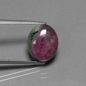 Rubino-zoisite naturale multicolore da 6,28 ct, taglio ovale, opaco