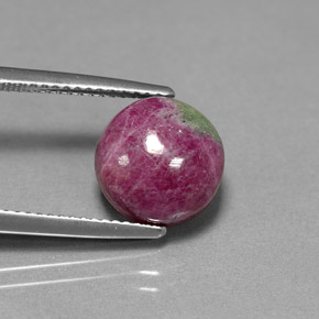 Rubino-zoisite naturale multicolore da 6,18 ct, taglio rotondo, opaco