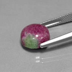 Rubino-zoisite naturale multicolore da 6,18 ct, taglio rotondo, opaco