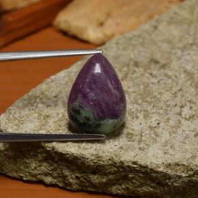 Rubino-zoisite naturale multicolore da 8,53 ct, taglio a pera, opaco