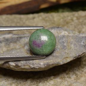 Rubino-zoisite naturale multicolore da 2,95 ct, taglio rotondo, opaco