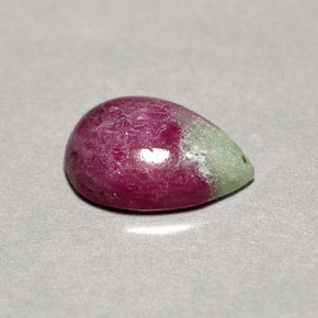 Rubino-zoisite naturale multicolore da 4,62 ct, taglio a pera, opaco