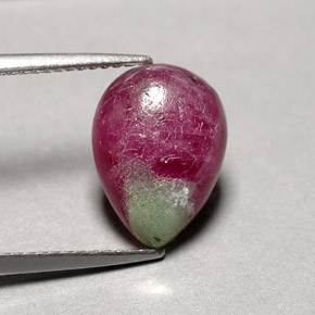 Rubino-zoisite naturale multicolore da 4,62 ct, taglio a pera, opaco