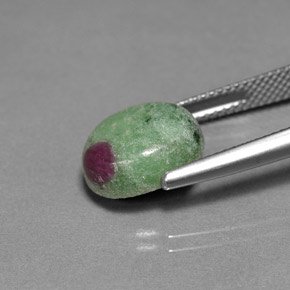 Rubino-zoisite multicolore naturale da 5,44 ct, taglio ovale, opaco