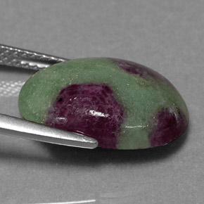 Rubino-zoisite naturale multicolore da 8,65 ct, taglio ovale, opaco