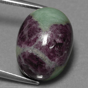 Rubino-zoisite naturale multicolore da 19,04 ct, taglio ovale, opaco