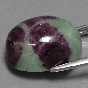 Rubino-zoisite naturale multicolore da 19,04 ct, taglio ovale, opaco