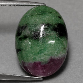 Rubino-zoisite naturale multicolore da 10,08 ct, taglio ovale, opaco