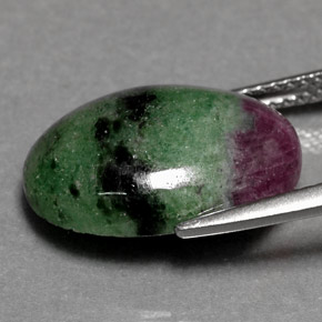 Rubino-zoisite naturale multicolore da 10,08 ct, taglio ovale, opaco